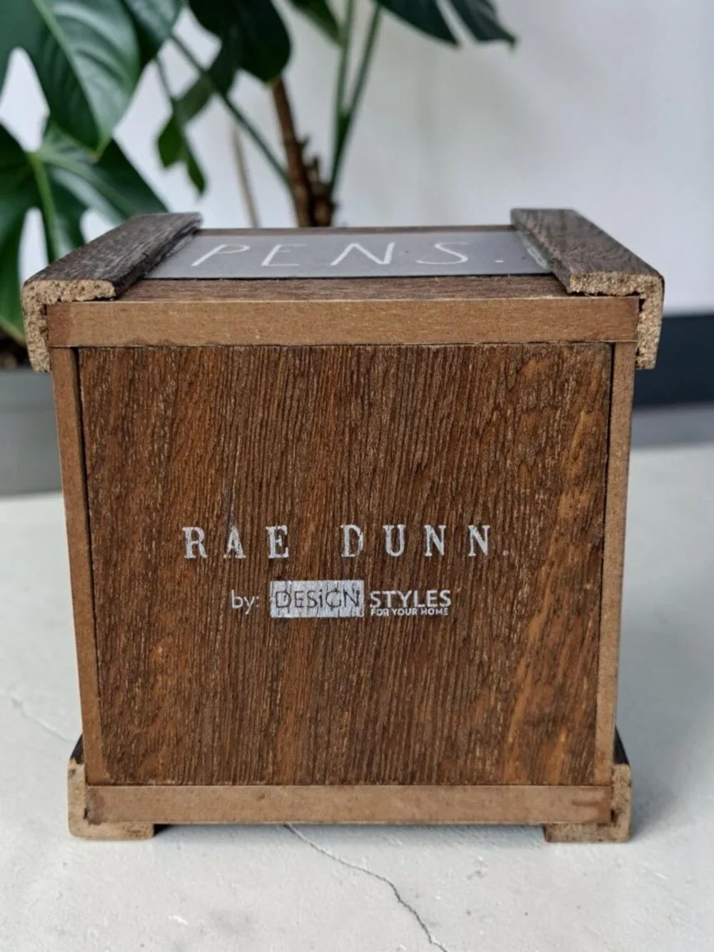 Rae Dunn PEN Holder, Wood Rustic Organizer PENS, Office Desk
